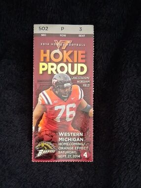 Hokies 'Hokie Proud' Orange Football Ticket Replica